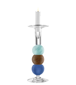 Mundblæst Triple lysestage turkis, brun og blå - designet af Pernille Bülow