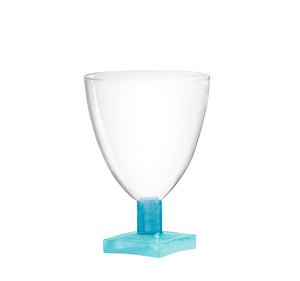 Mundblæst Chess portvinsglas, lys turkis fod - designet af Pernille Bülow