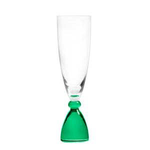 Mundblæst DotCom champagneglas, grøn - designet af Pernille Bülow