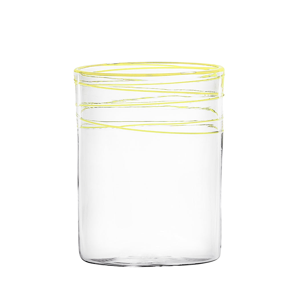 Mundblæst mælkeglas, gul - håndlavet og designet af Pernille Bülow